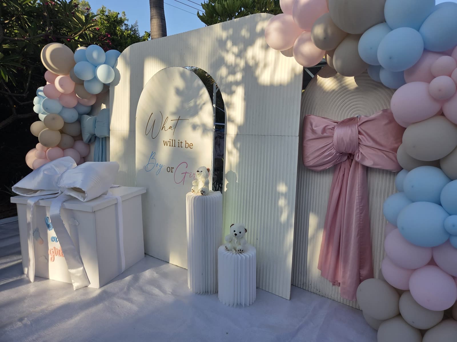 Gender reveal event setup